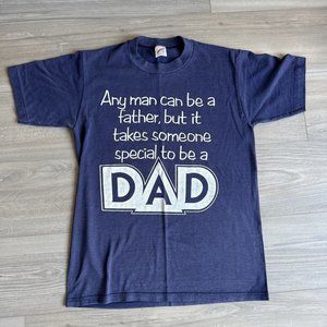 Vintage 90's Jerzees Dad T‎ Shirt Fathers Day Medium Fits Small Made In USA navy